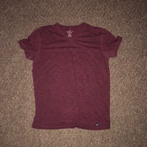 Maroon American Eagle V neck T-Shirt